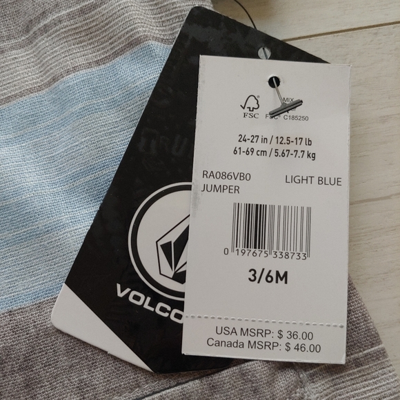 VOLCOM Baby NEW Striped Romper - Picture 6 of 6